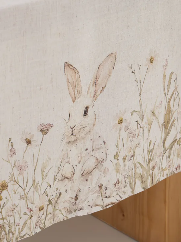 Дастархан, 160х160 см, полиэстер/зығыр, сарғылт-қоңыр, Гүлдер арасындағы қоян, Bunny in flowers, image-5