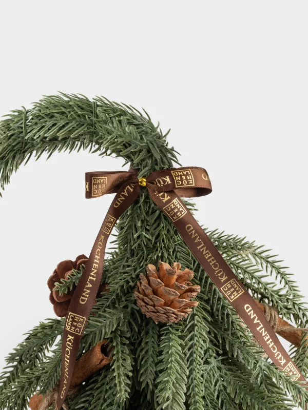 Ель искусственная, 45 см, в мешковине, пластик/дерево, Ель с шишками и корицей, Conifer curved, image-1