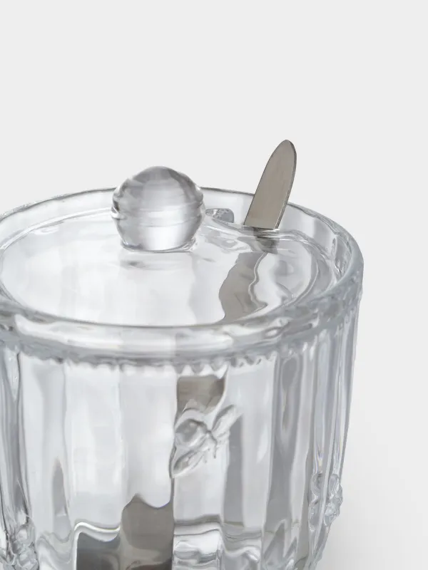 Сахарница, 12 см, 370 мл, с ложкой, стекло Р/сталь, Honey, image-3