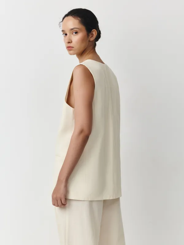 Әйелдер кеудешесі, өлшемі M, бірөңірлі, тенсель/зығыр/мақта ОК, сүт түстес, Louise, image-3