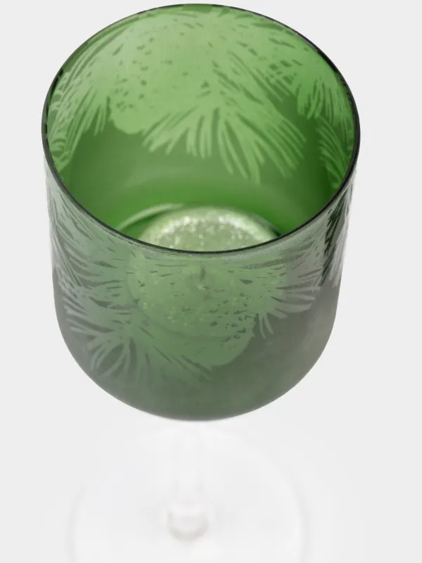 Шам ұстағыш, 20 см, шай шамына арналған, аяқты, шыны, қоңыр-күміс, Жылқылар, Horses art, image-2