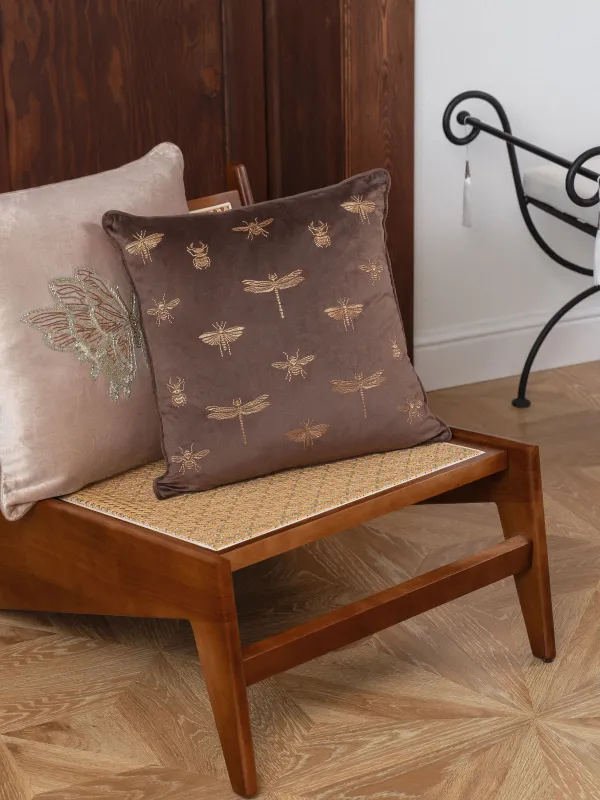 Сәндік жастық, 45х45 см, барқыт, қоңыр, Қоңыздар, Bugs, image-6