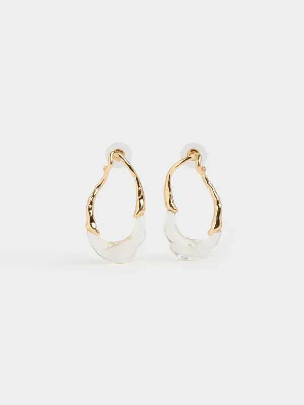 Пусет сырғалары, 4,5 см, 2 дана, металл/шайыр, алтын, Jewelry, image-0