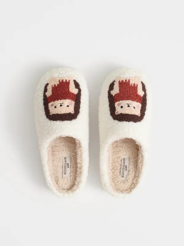 Тапочки детские, домашние, искусственный мех, молочные, Ежики, Needed, image-1