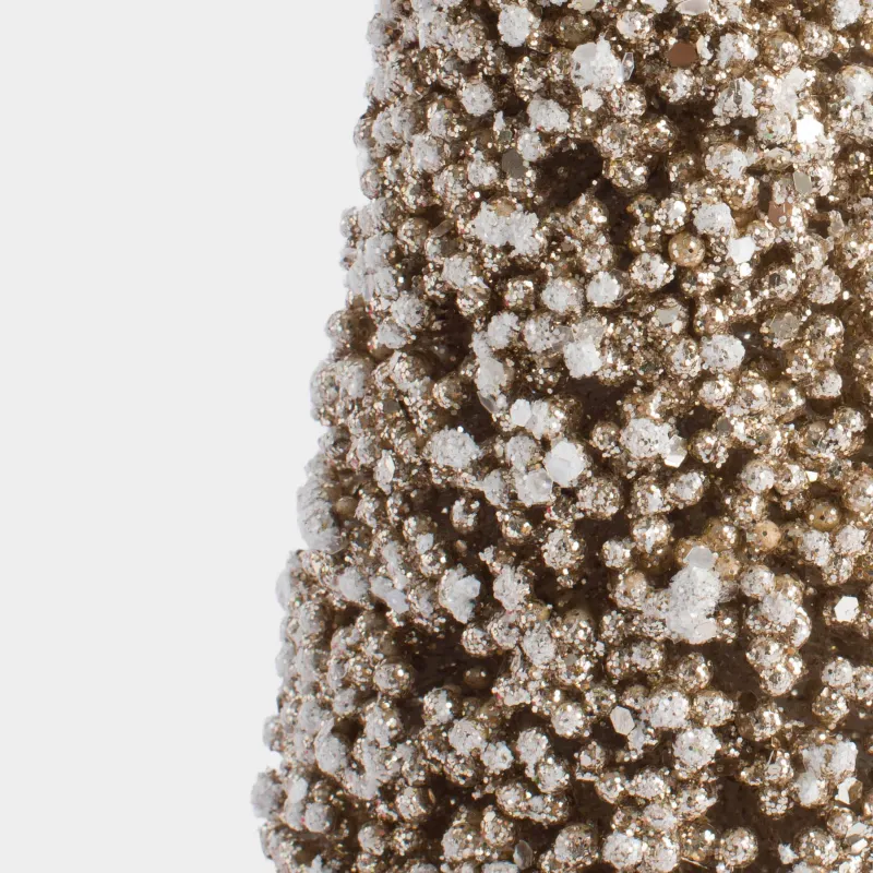 Мүсінше, 21 см, тұғырда, пластик/металл, ақ-алтын, Қар басқан шырша, Frosty sparks, image-3