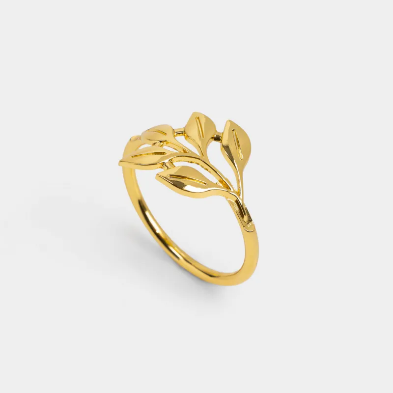 Майлық сақинасы, 5 см, металл, алтын түстес, Жапырақтар, Print