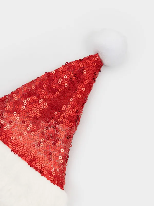 Жануарларға арналған карнавал қалпағы, 35 см, полиэстер, қызыл, Сақалы бар Аяз ата, Christmas pet, image-3