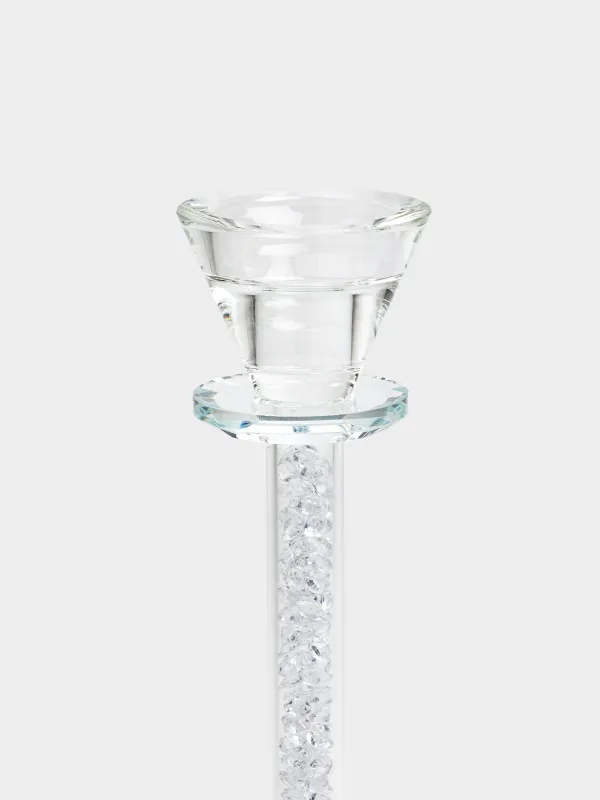 Шам ұстағыш, 20 см, жұқа/шай шамына арналған, аяқты, хрусталь шыны/страздар, Lux crystal, image-1