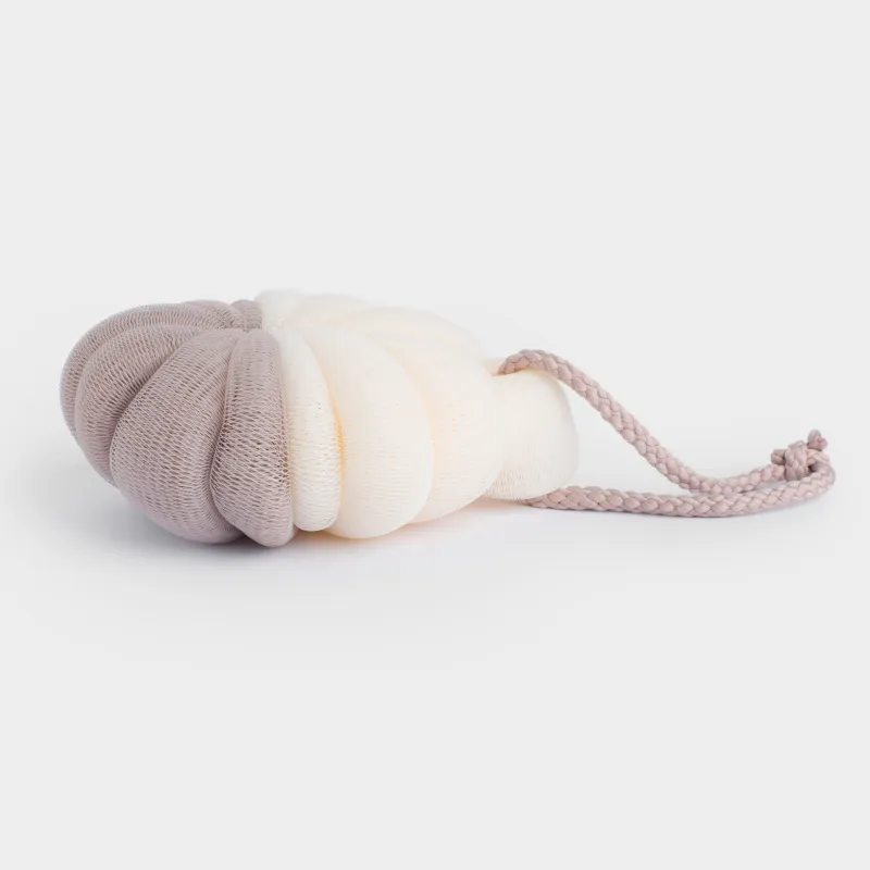 Мочалка для мытья тела, 13 см, полиэтилен, бежево-белая, Цветок, Showy, image-2