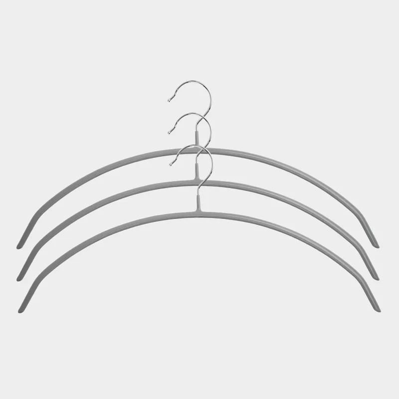 Вешалка-плечики, 42 см, 3 шт, без перекладины, металл с покрытием, серая, Круг, Colorful house