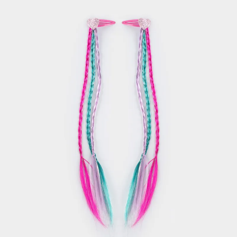 Шаш қыстырғыш, 32 см, 2 дана, балаларға арналған, жасанды шашы бар, полиуретан/металл, Жүрек, Hairstyle