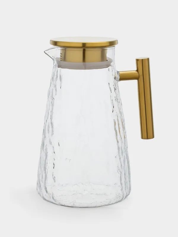 Кувшин, 1,6 л, с крышкой, стекло/металл, золотистый, Glacial gold, image-0