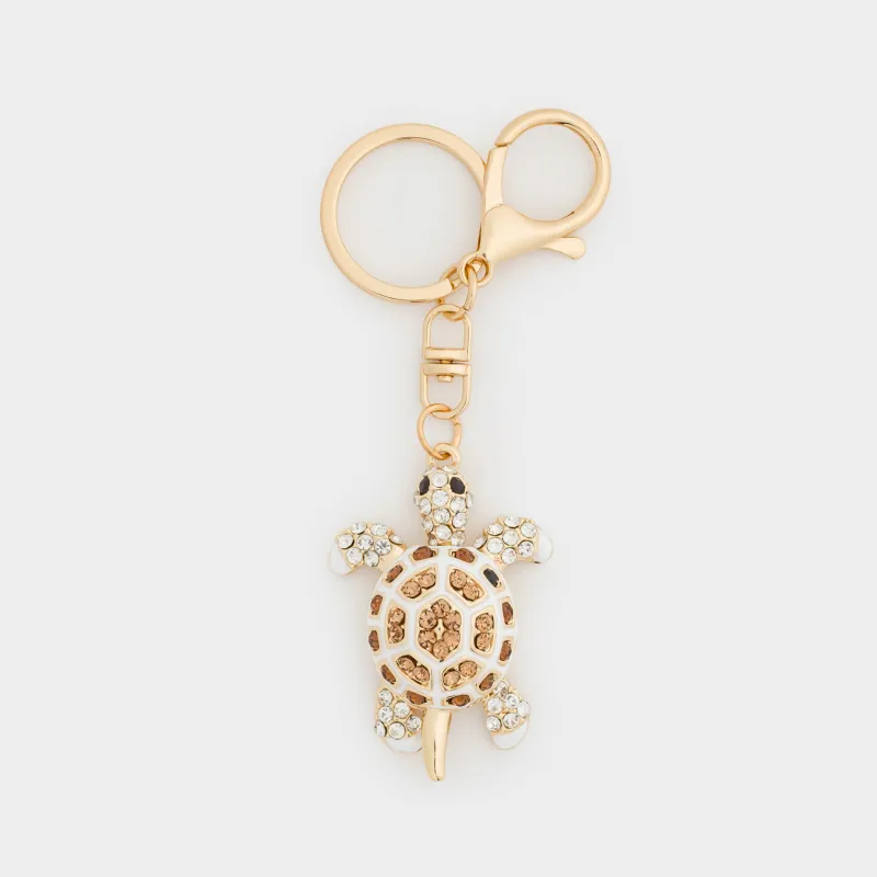 Салпыншақ, 12 см, металл/страздар, алтын, Тасбақа, Keychain crystal