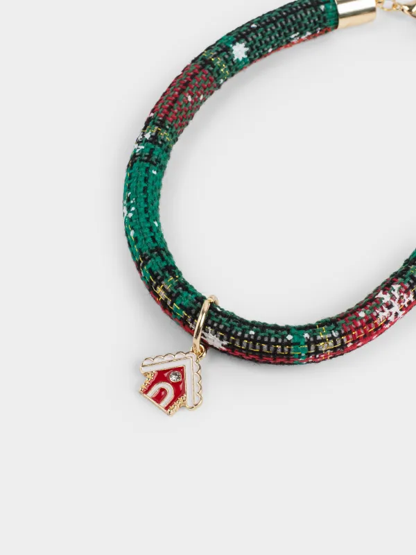 Жануарларға арналған мойынбау, 25/30 см, сәндік, полиэстер/металл, жасыл, Үй, Christmas pet, image-3