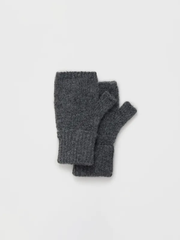 Әйелдер қолғаптары, бірыңғай өлшем, акрил/полиэстер, сұр, Knitting fuzz, image-3