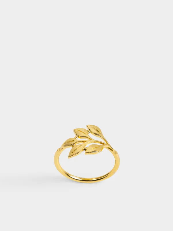 Майлық сақинасы, 5 см, металл, алтын түстес, Жапырақтар, Print, image-1