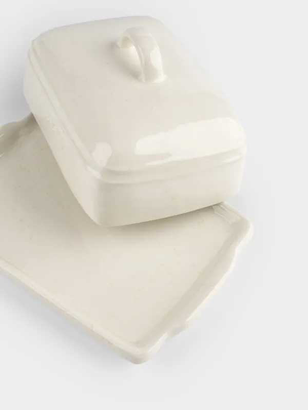 Масленка, 18 см, керамика D, прямоугольная, молочно-бежевая, в крапинку, Ceramo speckled, image-3