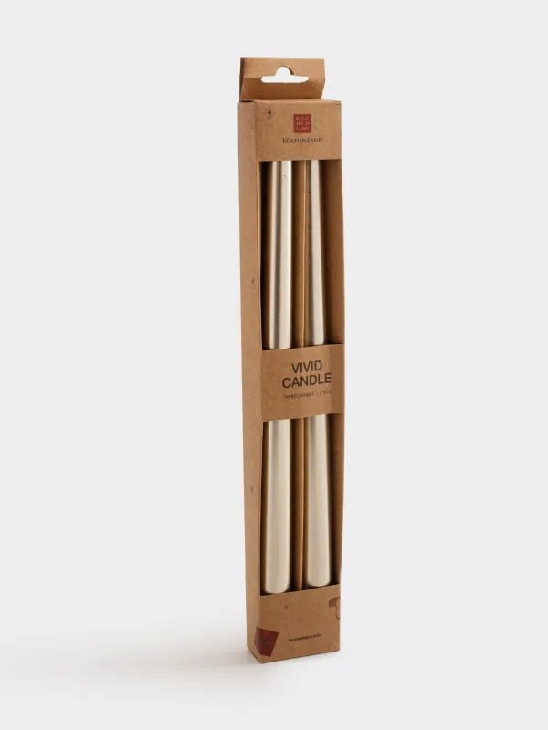 Шам, 30 см, 2 дана, жіңішке, алтын түстес, Vivid candle, image-3