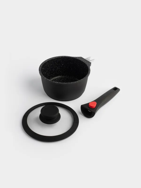 Шөміш, 16 см, 1,5 л, қақпағы бар, алынбалы тұтқасы, қапталған, алюминий, Solution Red 2, image-11