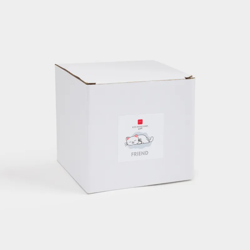 Кружка, детская, 360 мл, фарфор P, бело-серая, Котенок, Friend, image-5