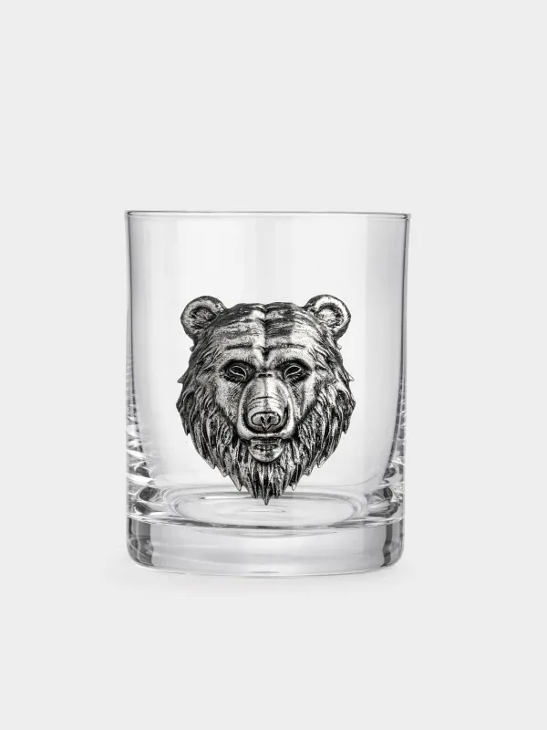 Виски стақаны, 10 см, 340 мл, шыны/металл, күміс, аю, Lux elements, image-3