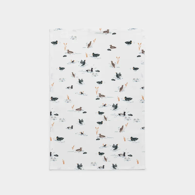 Асүйлік сүлгі, 40х60 см, мақта, сүт түстес, Үйректер, Ducks in pond