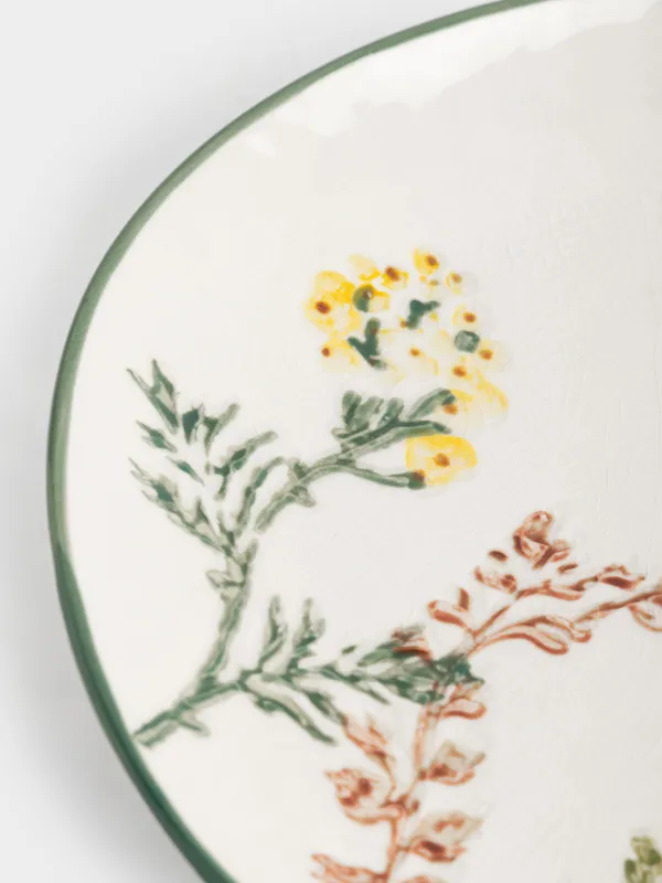 Тіскебасар тәрелкесі, 20 см, фарфор N, сүт түстес, Кракелюрдегі шалғынды гүлдер, Floral meadow, image-2