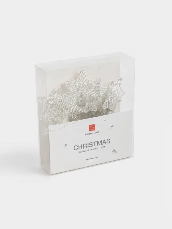 Гирлянда декоративная, 1,35 м, с подсветкой, 10 ламп, металл/пластик, белая, Звезды, Christmas, image-6