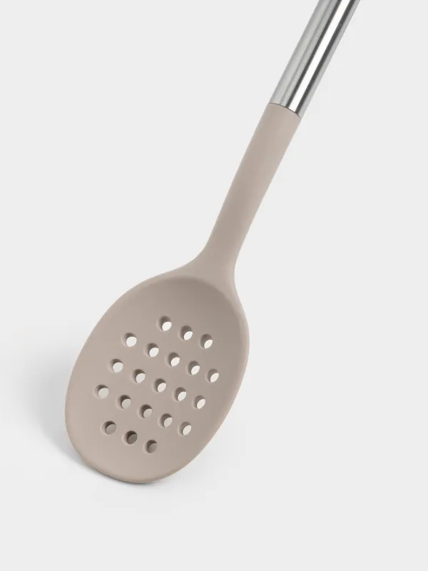 Шумовка, 35 см, силикон/сталь, серая, Ginelli kitchen, image-2