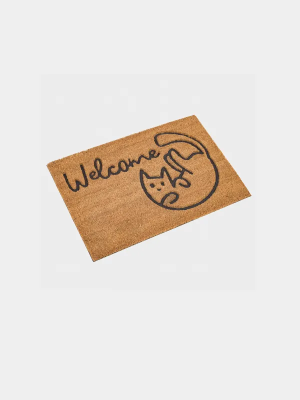 Кілемше, 40х60 см, Кокос жаңғағы/ПВХ, сарғылт-қоңыр, Мысық, Home deco, image-1