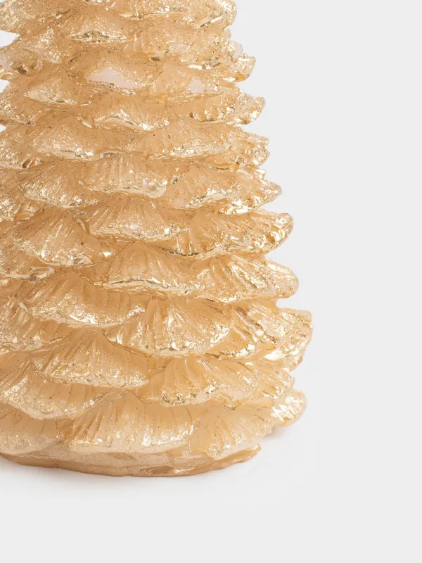 Свеча, 18 см, с блестками, золотистая, Ель, Fir candle, image-2