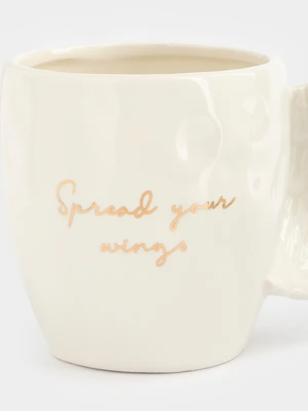 Саптыаяқ, 360 мл, қыш, сүт және алтын түстес, Spread your wings, Angel, image-3