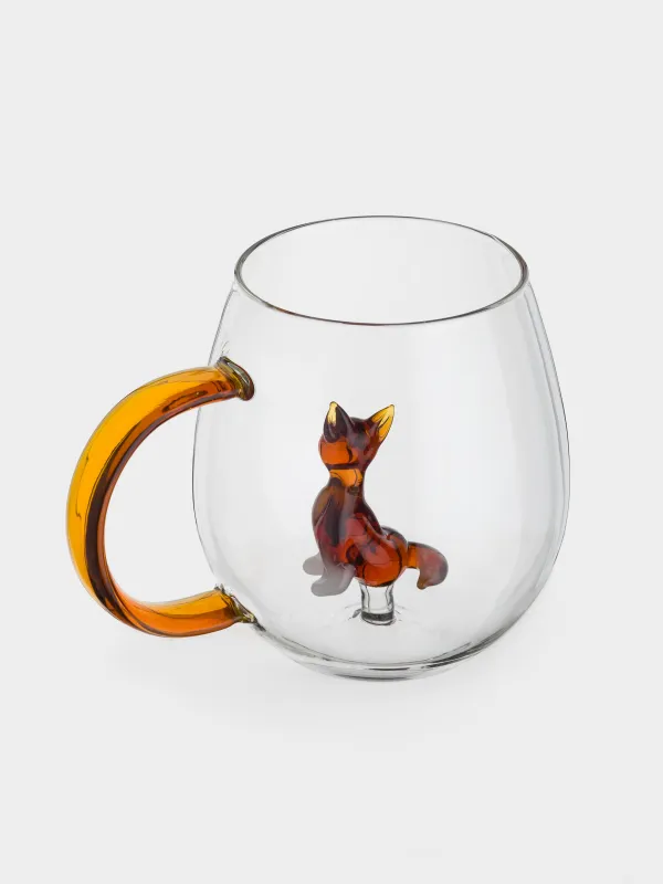Кружка, 440 мл, стекло Б, янтарная ручка, Лиса, Shape, image-2