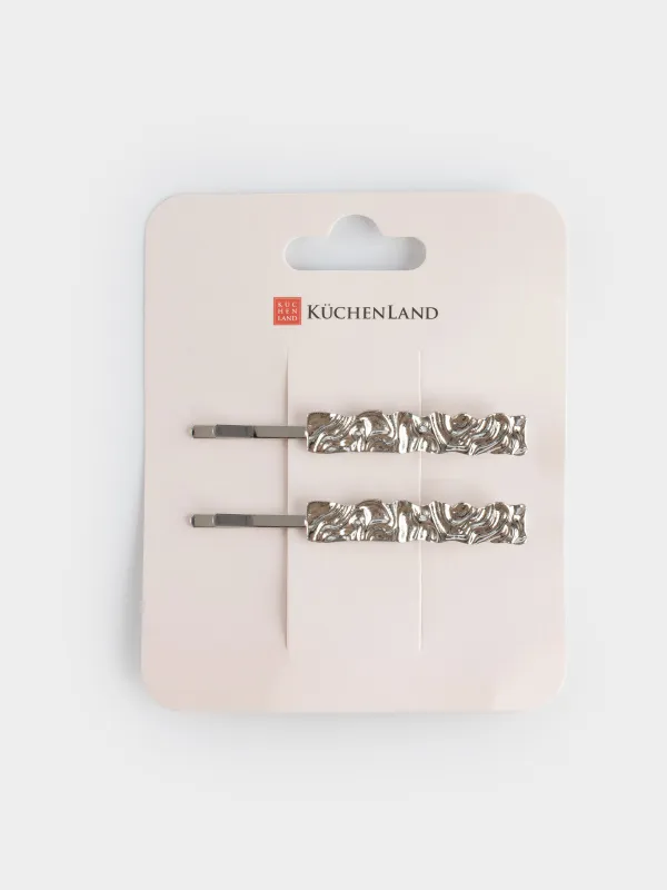 Шаш қыстырғыш, 6 см, 2 дана, металл, күміс, Gediegen, image-4