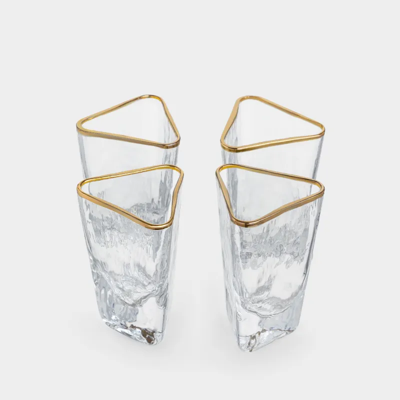 Арақ рөмкелері, 40 мл, 4 дана, шыны, алтын жиек, Triangle Gold