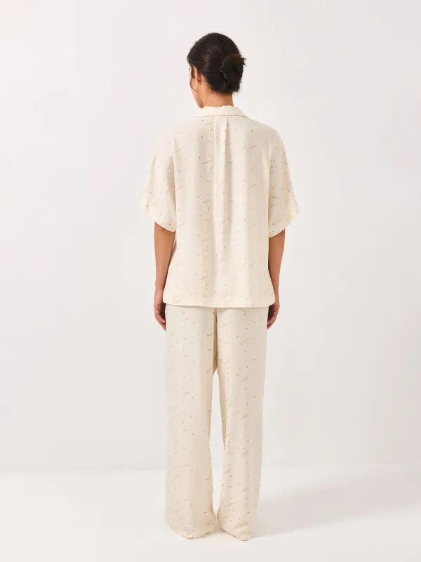 Әйелдер шалбары, үйге арналған, өлшемі L, вискоза, сүт түстес, Жұлдыздар, Dina, image-3