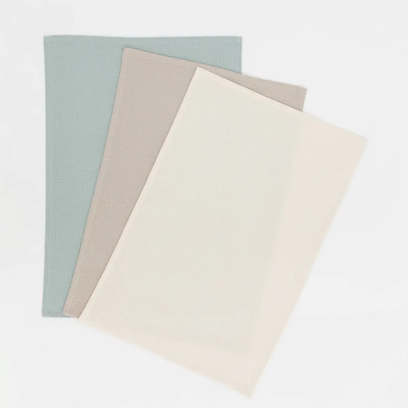 Ас үй сүлгісі, 40х60 см, 3 дана, мақта, ментол/қоңыр/сарғылт-қоңыр, Waffle