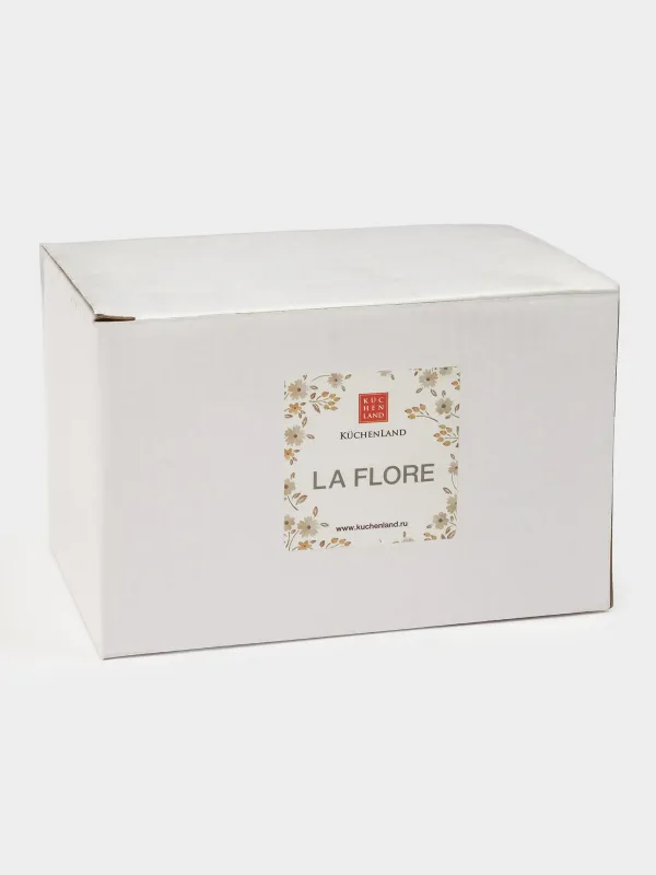 Кружка, 460 мл, керамика, молочная, Винтажные цветы, La flore, image-4