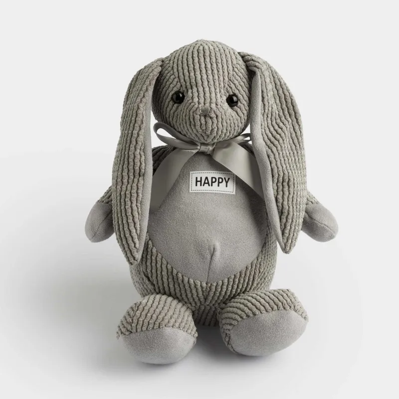 Ойыншық, 21 см, жұмсақ, полиэстер, сұр, Бантик таққан қоян, Rabbit, image-0