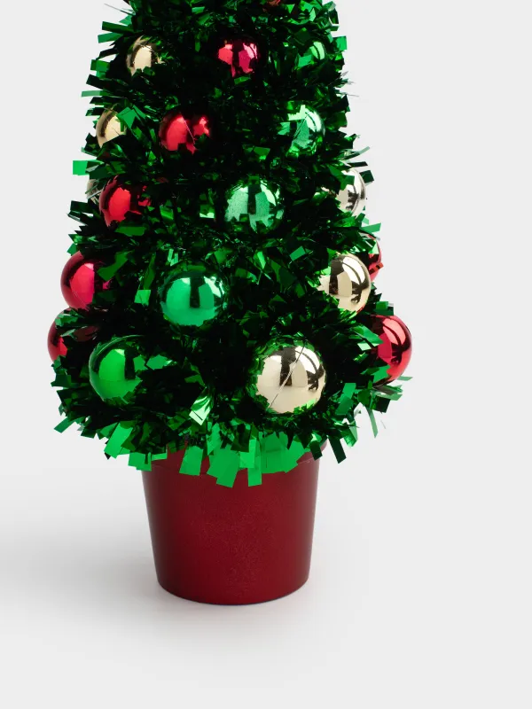 Жасанды шырша, 29 см, шырша жылтырағы/пластик, жасыл, Шарлары бар шырша, Tinsel christmas, image-2