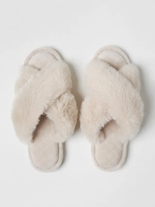 Тапочки женские, домашние, полиэстер, бежевые, Tape, image-1