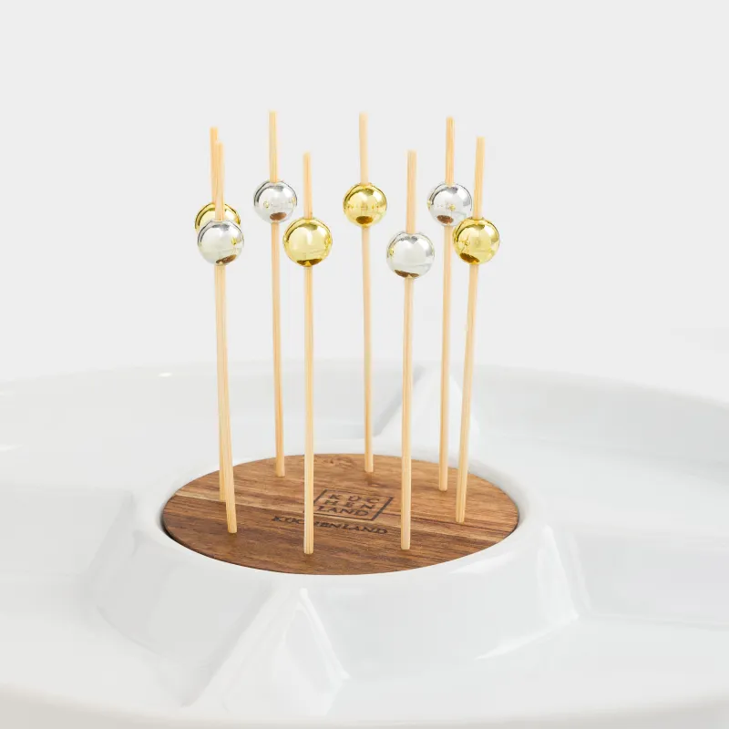 Менажница, 27x22 см, 4 отд, со шпажками, фарфор P/дерево, белая, Light kitchen, image-2