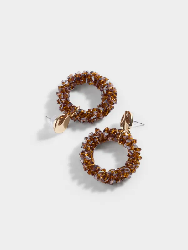 Пусет сырғалары, 5 см, 2 дана, болат/шыны, қоңыр, Кристалдар, Jewelry crystal, image-3
