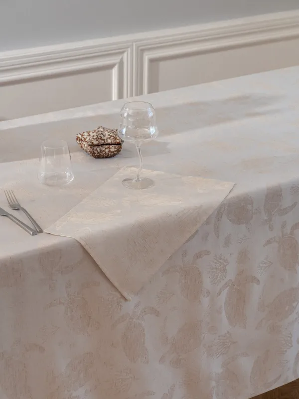 Аспаптарға арналған майлық, 30х45 см, жаккард, полиэстер/зығыр, сарғылт-қоңыр, Тасбақалар, Marine turtles, image-4