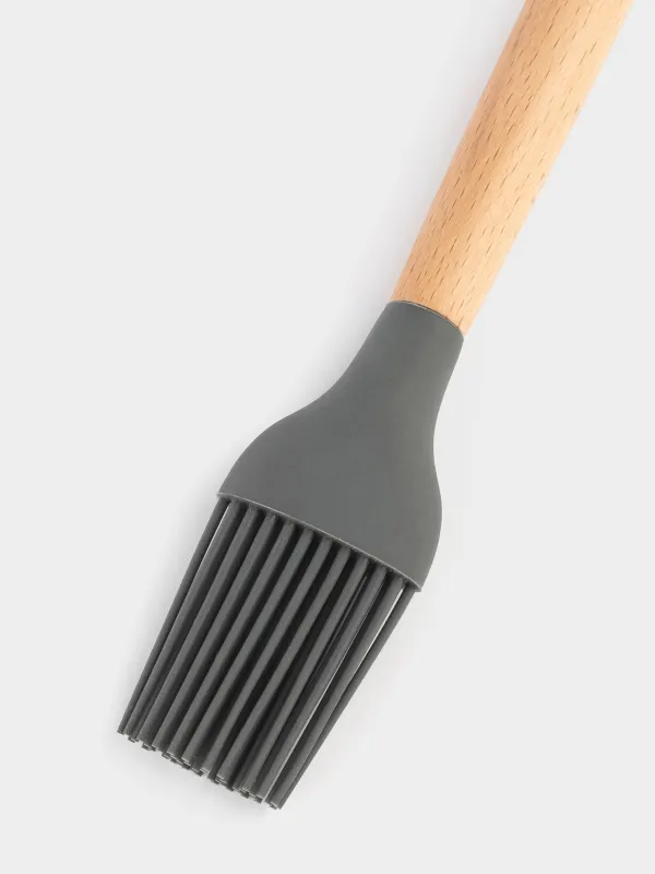 Аспаздық жаққыш, 27 см, силикон/ағаш, сұр, Weekend, image-2