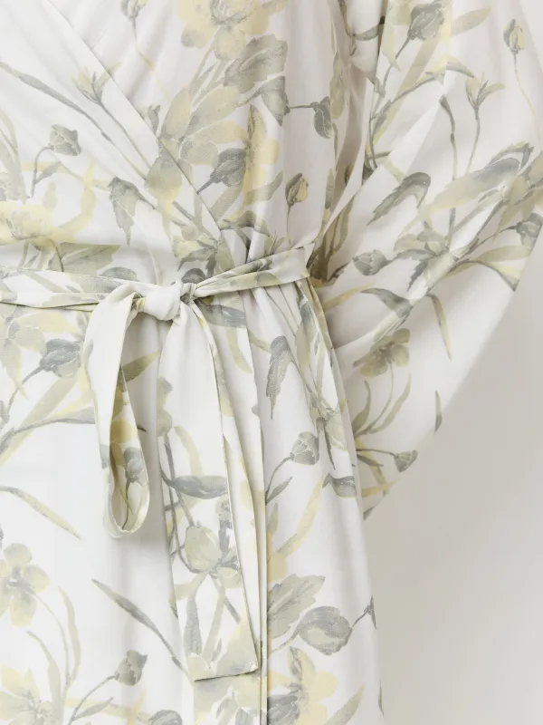 Әйелдер халаты, үйге арналған, өлшемі S, ұзын жеңді, вискоза, сұр, Жапырақтар, Leksli, image-2