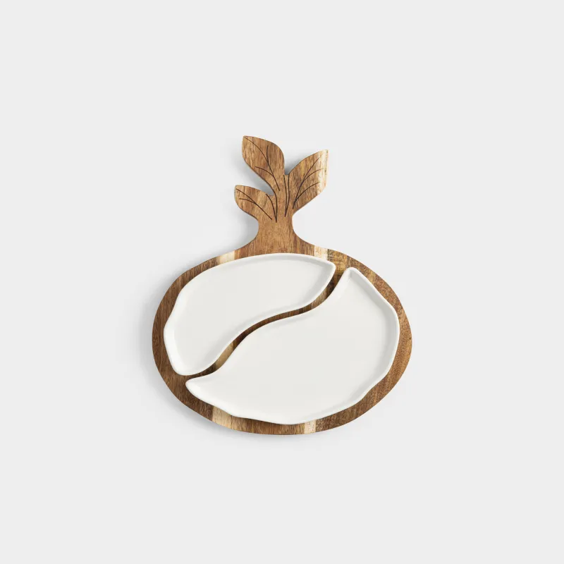 Тіскебасар жиынтығы, 2 зат, жиналмалы, тұғырда, фарфор P/ағаш, ақ, Бұтақ, Noble tree, image-1