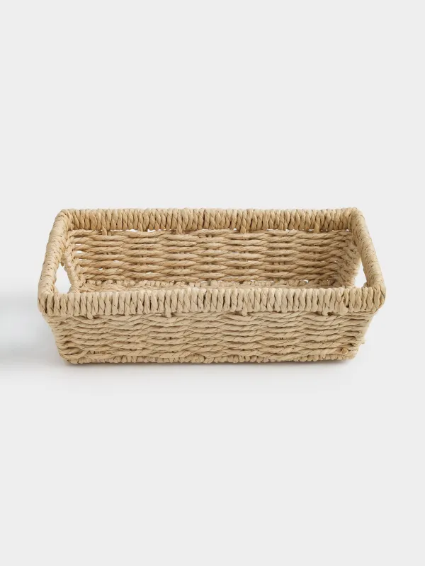 Сақтау себеті, 26х18 см, өрілген, тұтқалары бар, целлюлоза, тікбұрышты, Braided, image-1