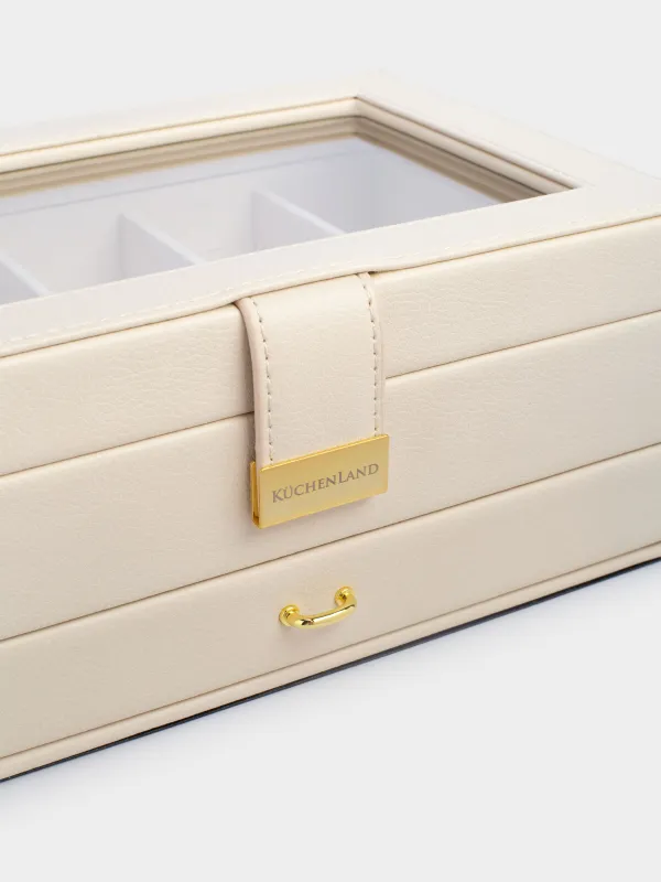 Зергерлік қорап, 26х18 см, ағаш / жасанды былғары, экру, Premiere, image-6