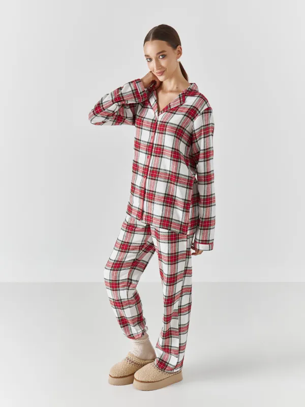 Әйелдерге арналған костюм, үйге арналған, өлшемі XL, шалбармен, мақта, қызыл және ақ түсті, Тор, Patsy, image-3